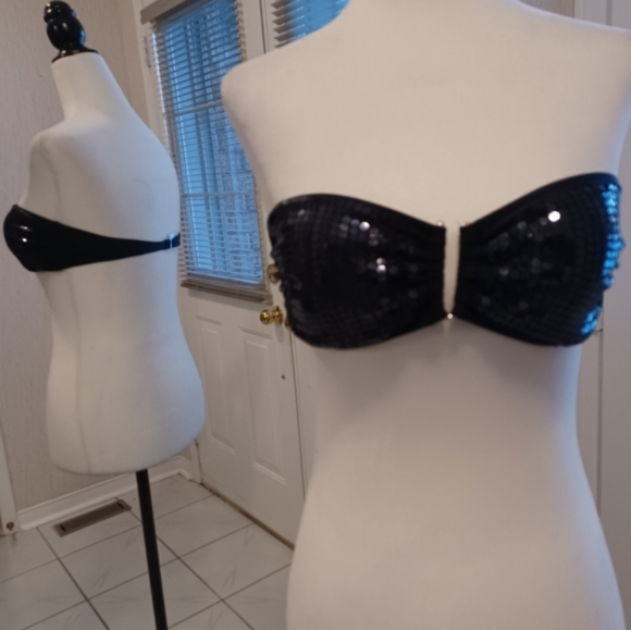 Apollo Swim Other - 4/$60 New Black Sequined Bandeau Bikini Top - Size XS